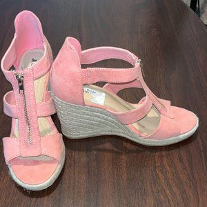 Just Fab Coral Summer Wedge Sz10